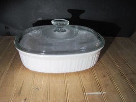 Corning Ware French White Stoneware 1.5 Quart Oval Casserole Dish With Glass Lid - £23.51 GBP