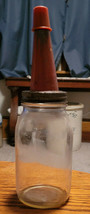 Vintage Glass Oil Jar Spout Lid Clear Glass Collectible Decorative Top - £31.31 GBP