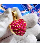  1Ct Round Cut Lab-Created Red Ruby Heart Pendant 14K Yellow Gold Plated - $149.99