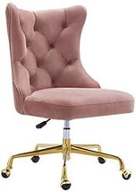 Swivel Office Chair With Adjustable Seat, 24Kf Upholstered Tufted Button, Blush. - £221.00 GBP