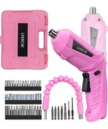 Pink Cordless Screwdriver Set with Rechargeable Battery and Charger, Rot... - $775.79 MXN