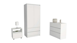 Beloit 3-Pc White Bedroom Set | Dresser, Nightstand &amp; Armoire - $867.99