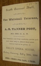 1886 ANTIQUE ANNUAL BALL WHITEHALL TANNER NY CIVIL WAR VETERANS GAR INVI... - £19.45 GBP