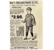 Bloomingdale Bros Boys Outfit 1894 Advertisement Victorian Fashion ADBN1bbb - $14.99