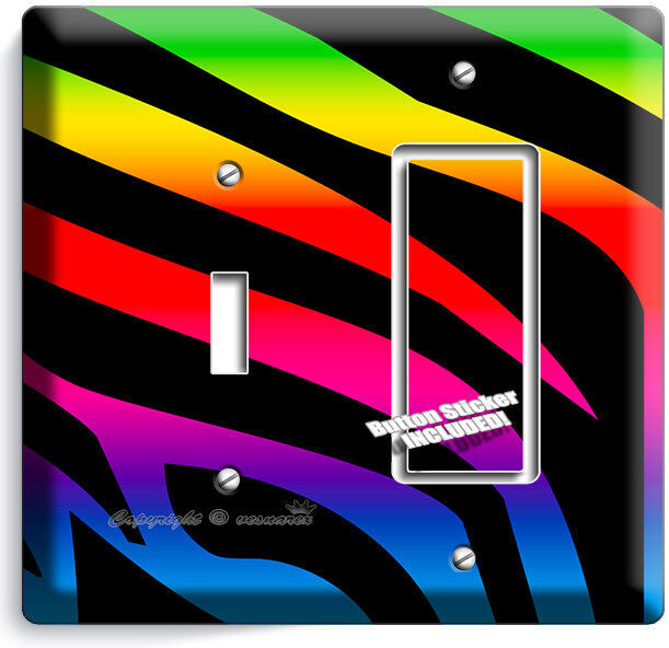 RAINBOW ZEBRA STRIPES ANIMAL PRINT LIGHT SWITCH OUTLET WALL PLATE HOME ART DECOR Item image 13