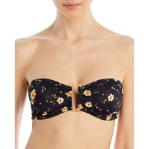 Aqua &amp; Kristopher Brock Women&#39;s Floral Print Bandeau Bikini Top Black L ... - £19.62 GBP