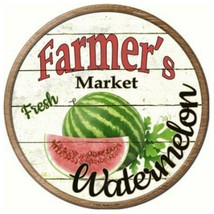Farmers Market Watermelon Novelty Metal Circle Sign 12&quot; Wall Decor - DS - £17.22 GBP