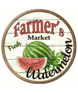Farmers Market Watermelon Novelty Metal Circle Sign 12" Wall Decor - DS - £17.44 GBP