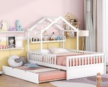 House Bed With Trundle And Storage Shelves, Montessori Bed Full Size Pla... - $676.99