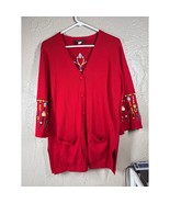 Bob Mackie Womens Wearable Art Embroidered Dreamcatcher Cardigan Size Me... - $38.48 CAD