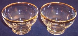 Vintage Lot of 2 Clear Glass Dessert Ice Cream Berry Dishes Bowls with Gold Trim - £7.26 GBP