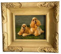 Listed Artist Laura E Cassidy Cocker Spaniel Dog Portrait Oil Painting on Board - £636.98 GBP