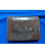 ancien portefeuille en cuir, fleurs, signé Reitter - $47.94 CAD