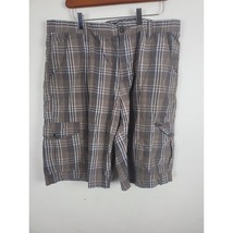 Age Of Wisdom Cargo Shorts Mens 36 Brown Blue Striped Pockets Casual Bottoms - £21.33 GBP