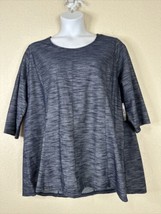 NWT Catherines Womens Plus Size 2X Blue Heathered Knit Top 3/4 Sleeve - £22.30 GBP