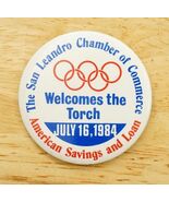 1984 Los Angeles Olympics Souvenir Pin San Leandro Chamber Welcomes The ... - $12.86