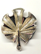 Vintage Sarah Coventry Floral Ginkgo Leaf Silver Tone Brooch Pin Signed - £10.78 GBP