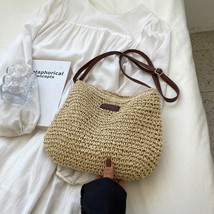 Fashion Rattan Woven Straw Crossbody Bag for Women Summer Beach Holiday Woven Sh - £18.58 GBP