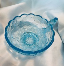 Vintage Imperial Glass Blue Quilted Pansies Bon Bon Dish - $32.50