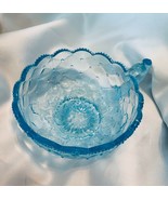 Vintage Imperial Glass Blue Quilted Pansies Bon Bon Dish - $32.50