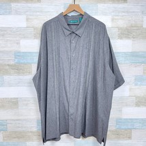 Cubavera Short Sleeve Guayabera Camp Shirt Gray Embroidered Quick Dry Mens 4XLT - £27.24 GBP