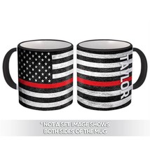 TAYLOR Family Name : Gift Mug American Flag Firefighter Thin Line Personalized - £12.69 GBP