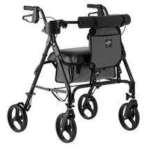 ROLLATOR WALKER WITH SEAT MOBILITY ROLLING WHEELS BARIATRIC HEAVY DUTY F... - £158.86 GBP
