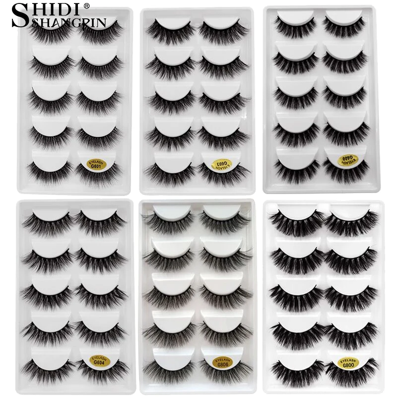 5 Pairs Multipack 3D Mink Lashes False Eyelashes Handmade Wispy Fluffy Long Lash - £19.10 GBP