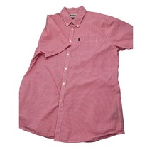 Barbour Men Shirt Short Sleeve Button Up Tailored Fit Red White Plaid Large L - £30.90 GBP