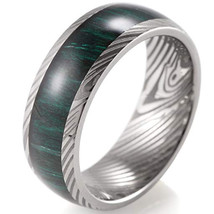 (New With Tag) White Titanium Dome Court Damascus Ring With Wood - Price for one - £55.94 GBP
