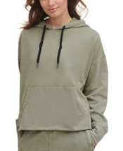 DKNY Womens Cotton Logo Graphic Hoodie Size Small Color Olive - $60.00