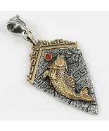 Atlantis Charm Sterling Silver Pendant w/Red Garnet &amp; Golden Fish Greek ... - $237.60