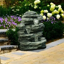 Cascade Rock Outdoor 3 Tier Water Fountain - 23 in. - £147.96 GBP