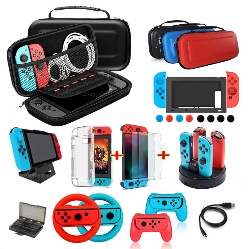 R nintend switch travel carrying bag joycon protective cover screen film protector case thumb200