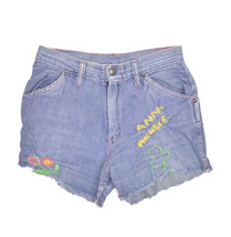 Vintage 70s Girl Talk Jeans Shorts Womens 26 Cut Off Custom Embroidered ... - $36.96