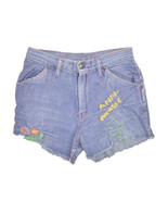 Vintage 70s Girl Talk Jeans Shorts Womens 26 Cut Off Custom Embroidered ... - £29.07 GBP