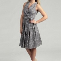 Evan Picone Dress Womens 8 Gray Polka Dot Wrap Sleeveless Retro Pin Up Sundress - £22.26 GBP