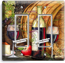 French Merlot Wine Bottle Barrel 2 Gfi Light Switch Wall Plate Kitchen Art Decor - £12.77 GBP