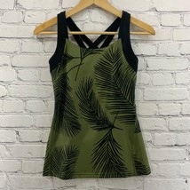 Lucy Athletic Top Sz XS Green with Black Leaves Print Workout Activewear  - $7.91