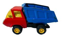 Vintage 1970's Tonka Pressed Steel Dump Truck Red Blue Vehicle Toy - $6.00
