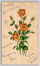 Handmade Hand-cut Die-cut Applique Yellow Roses Birdie Plymouth MA Postcard C24 - £9.53 GBP