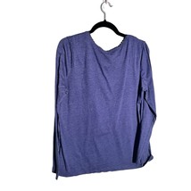 LAURA SCOTT Womens Size Large Blue Long Sleeve Knit Top Scallop Edge - £6.87 GBP