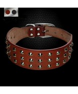 Heavy Duty Genuine Leather Pet Dog Collar Spiked Studded For Rottweiler ... - £14.34 GBP+