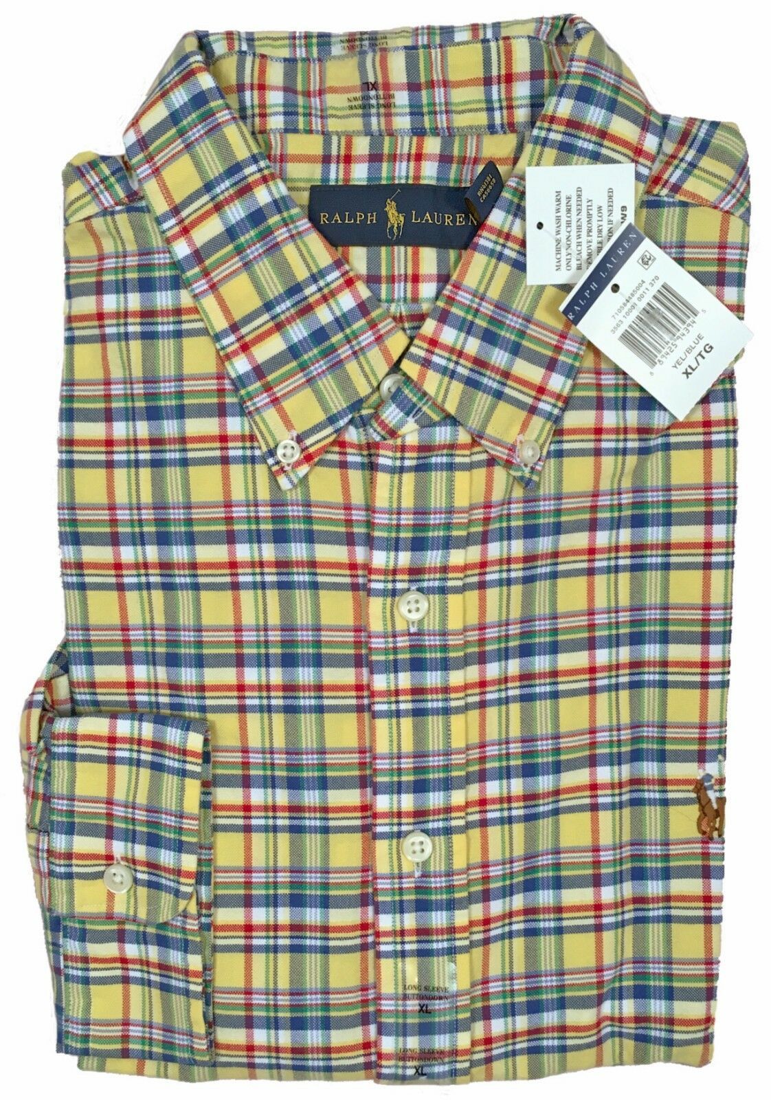 NEW Polo Ralph Lauren Shirt! S or M Yellow Plaid Thick Oxford Fabric But... - $44.99