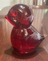 Vintage Handmade Viking Ruby Red Bird Figurine/ Paperweight Large 4” Tall - £27.06 GBP