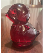 Vintage Handmade Viking Ruby Red Bird Figurine/ Paperweight Large 4” Tall - £26.36 GBP