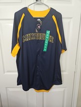 Majestic MLB Milwaukee Brewers Baseball Jersey Full Button Men&#39;s XLarge ... - $29.65