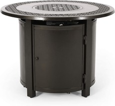 Christopher Knight Home Richard Outdoor Round Aluminum Fire Pit, Hammere... - £360.39 GBP