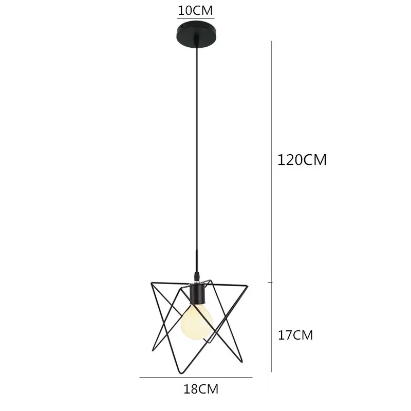 Vintage Steel Fe Art Hanglamp LED Minimalist  Luminaires for Home Interiors Chan - £150.81 GBP