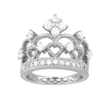 Sterling Silver Crown Shaped CZ Ring - £71.00 GBP